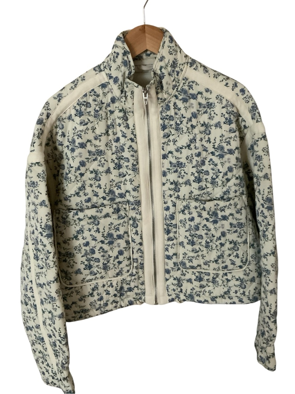Blank NYC Cream Jacket with Blue Floral Print XS